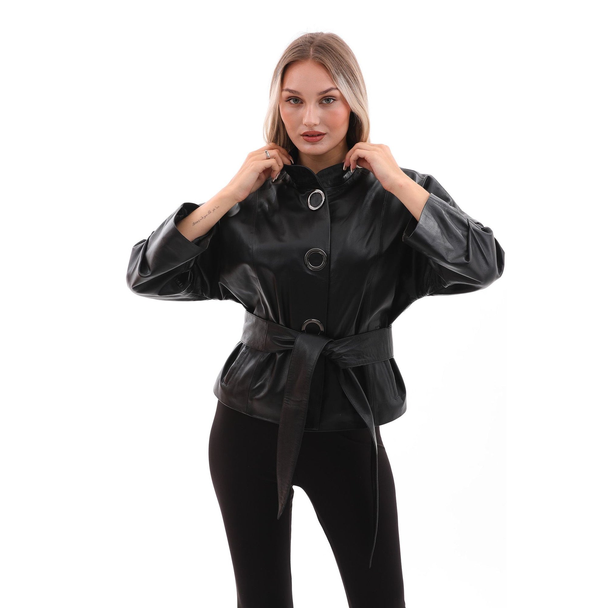 The Odessa Black Leather Women Jacket