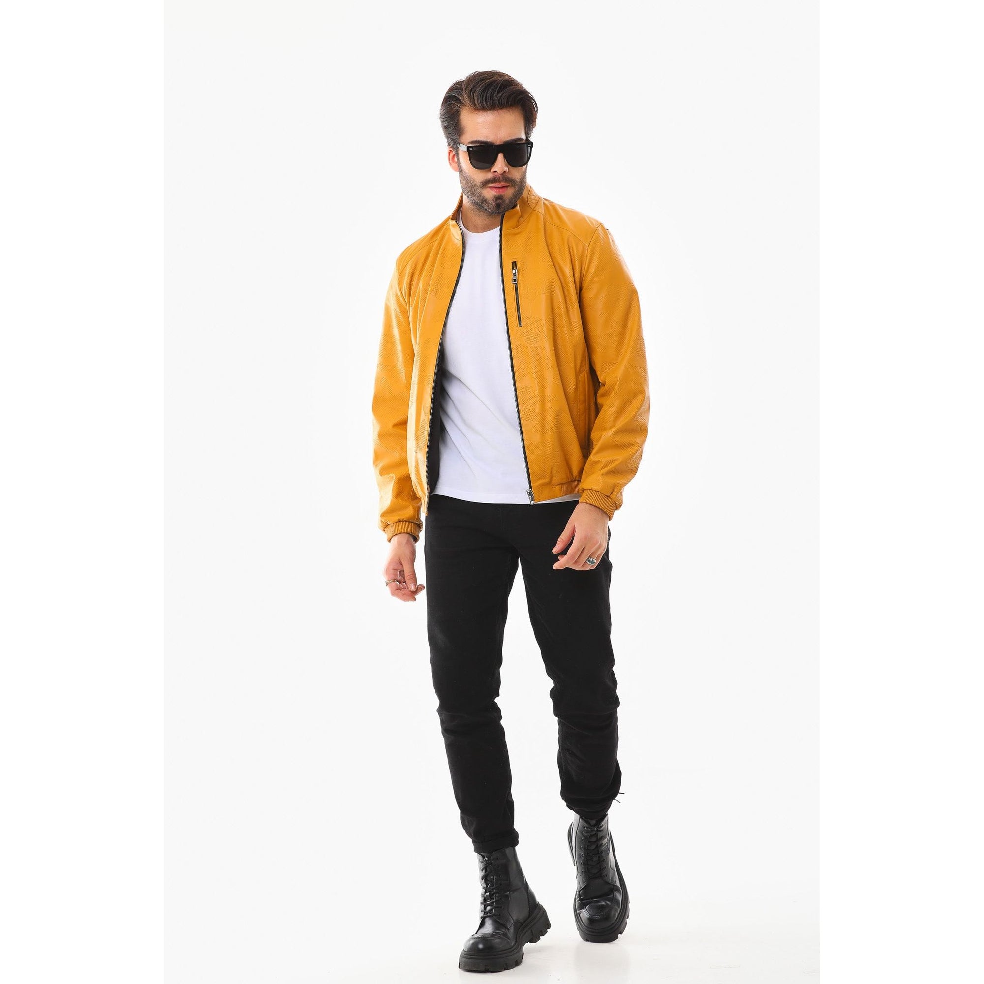 The Como Reversible Mustard Yellow & Black Leather Bomber Jacket