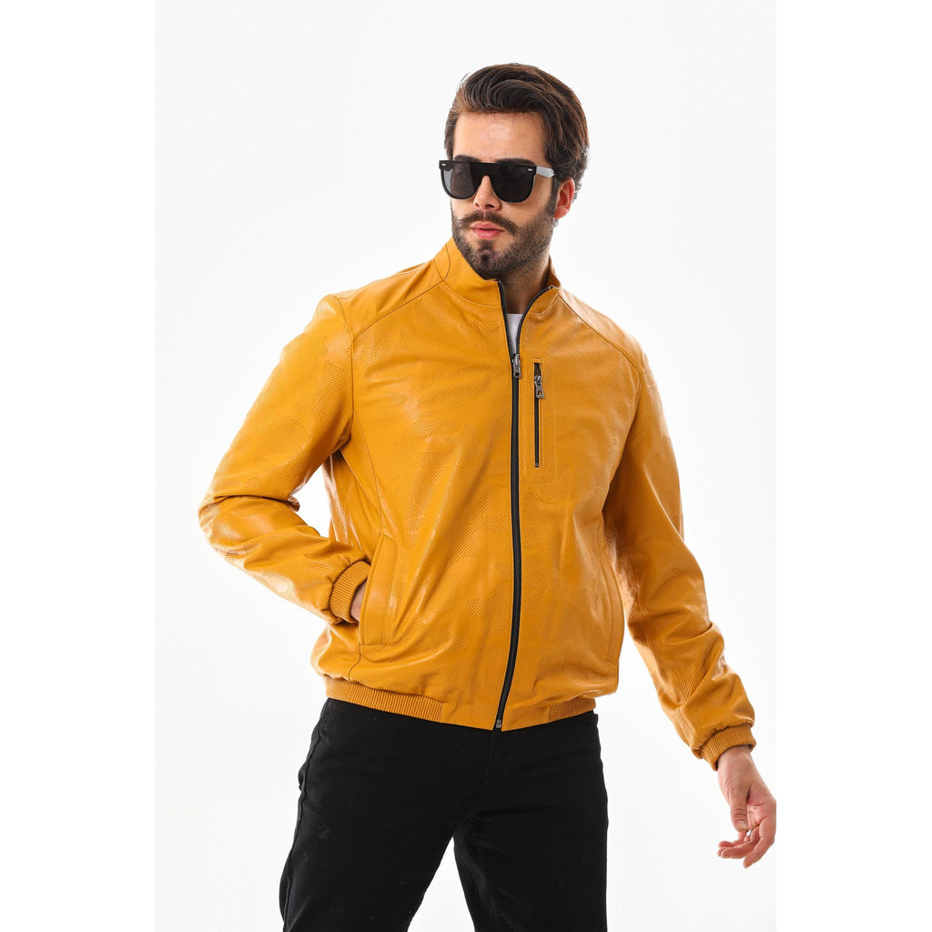 The Como Reversible Mustard Yellow & Black Leather Bomber Jacket