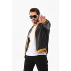 The Como Reversible Mustard Yellow & Black Leather Bomber Jacket