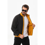 The Como Reversible Mustard Yellow & Black Leather Bomber Jacket