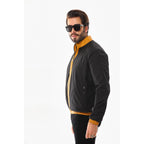 The Como Reversible Mustard Yellow & Black Leather Bomber Jacket
