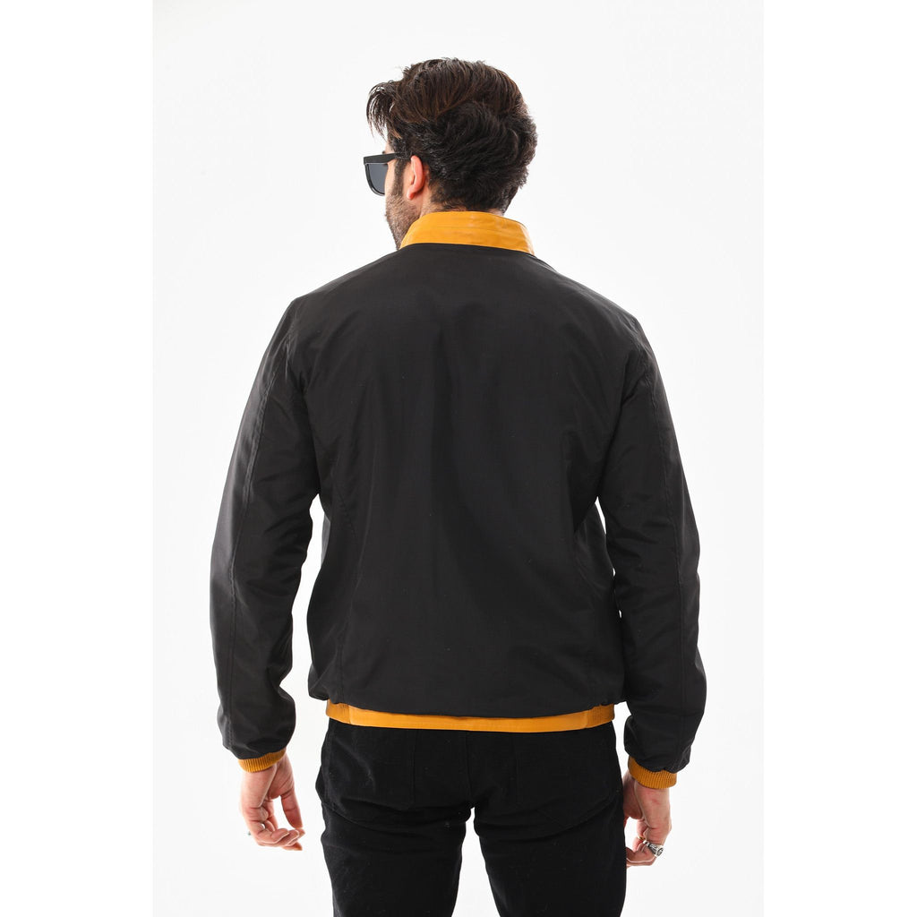 The Como Reversible Mustard Yellow & Black Leather Bomber Jacket