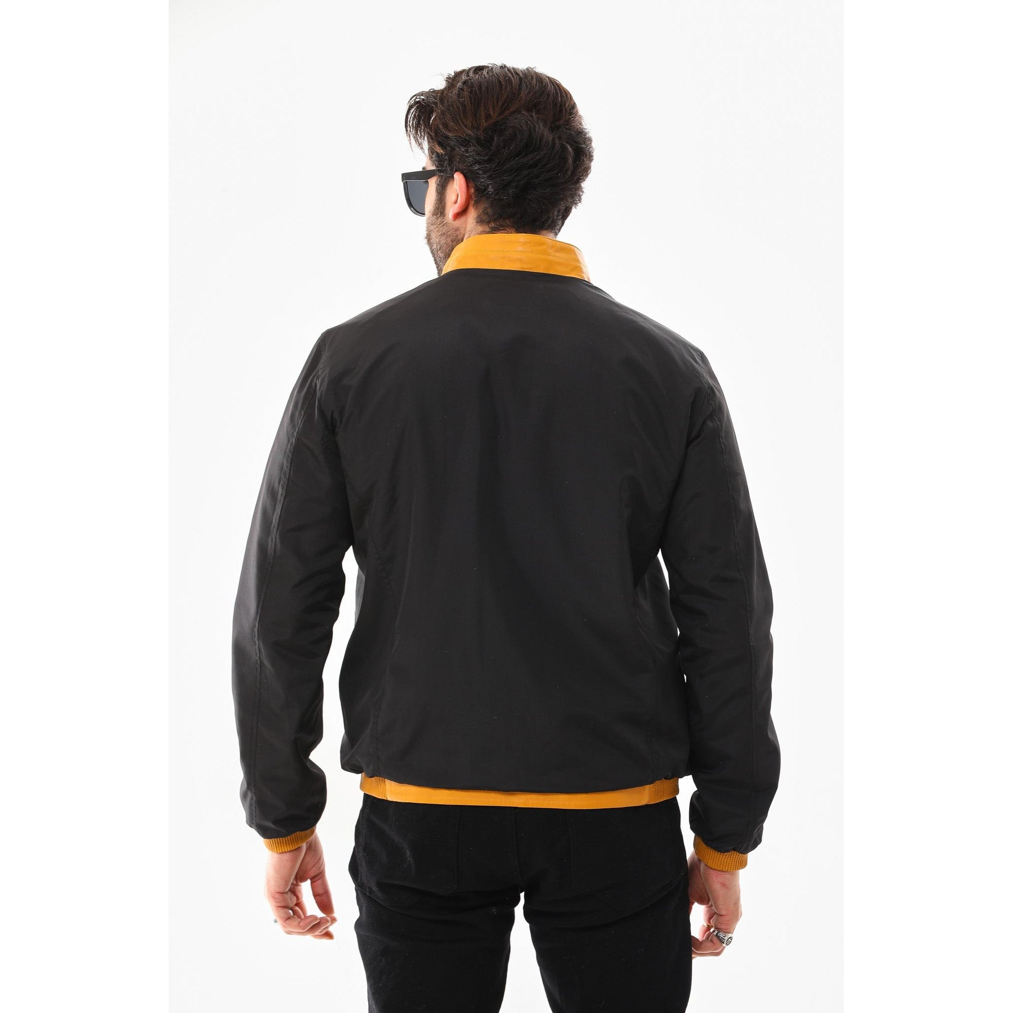 The Como Reversible Mustard Yellow & Black Leather Bomber Jacket