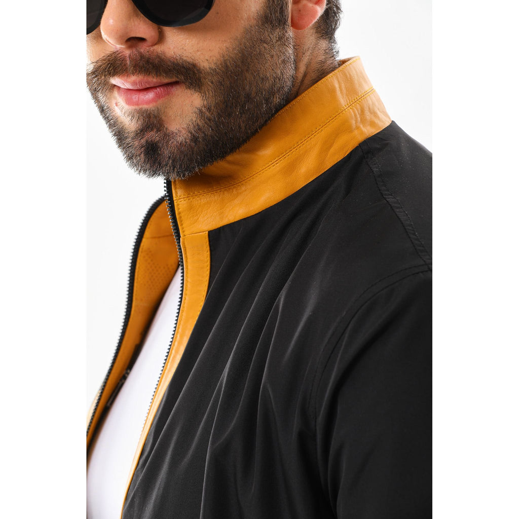 The Como Reversible Mustard Yellow & Black Leather Bomber Jacket