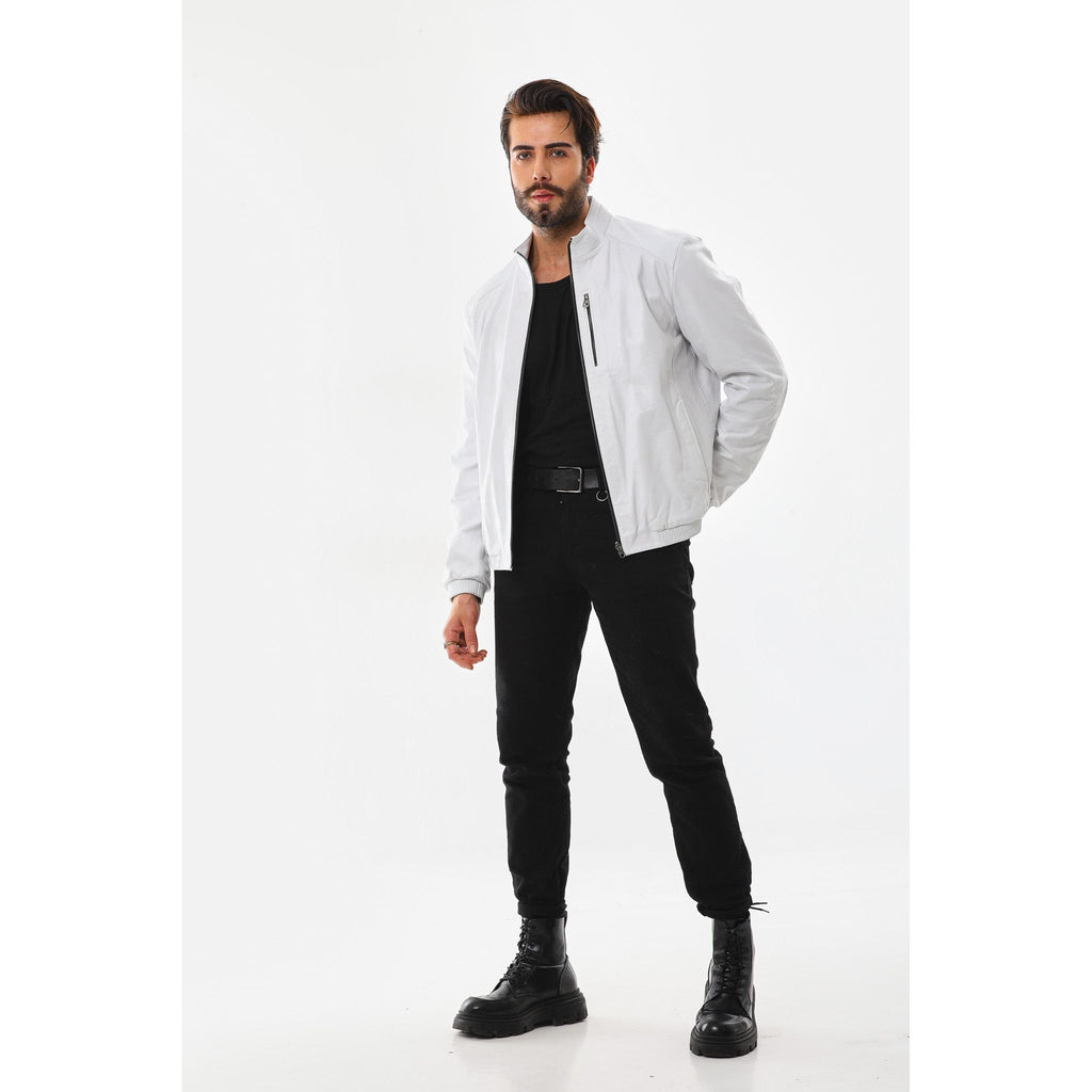 The Como Reversible White & Black Leather Bomber Jacket