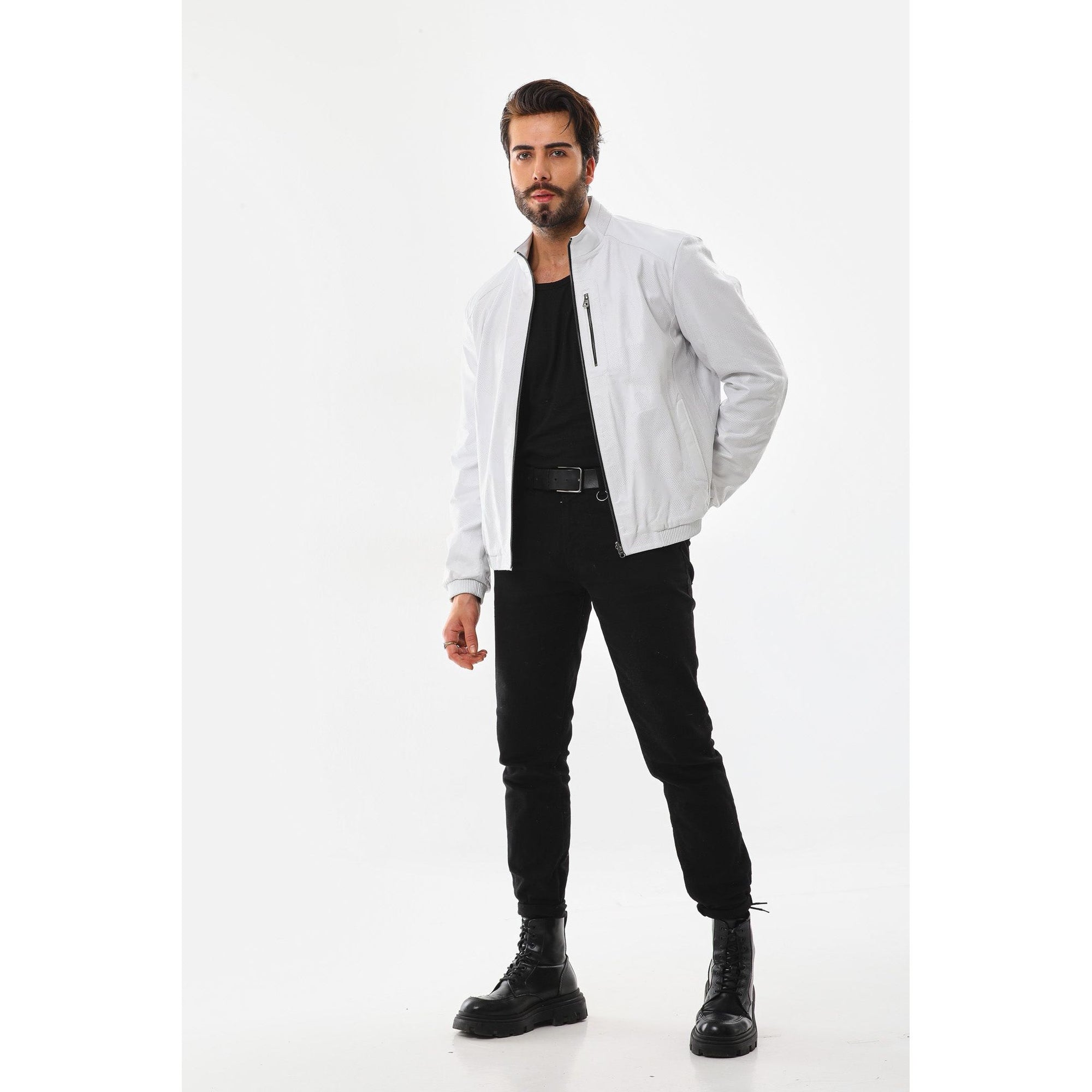The Como Reversible White & Black Leather Bomber Jacket