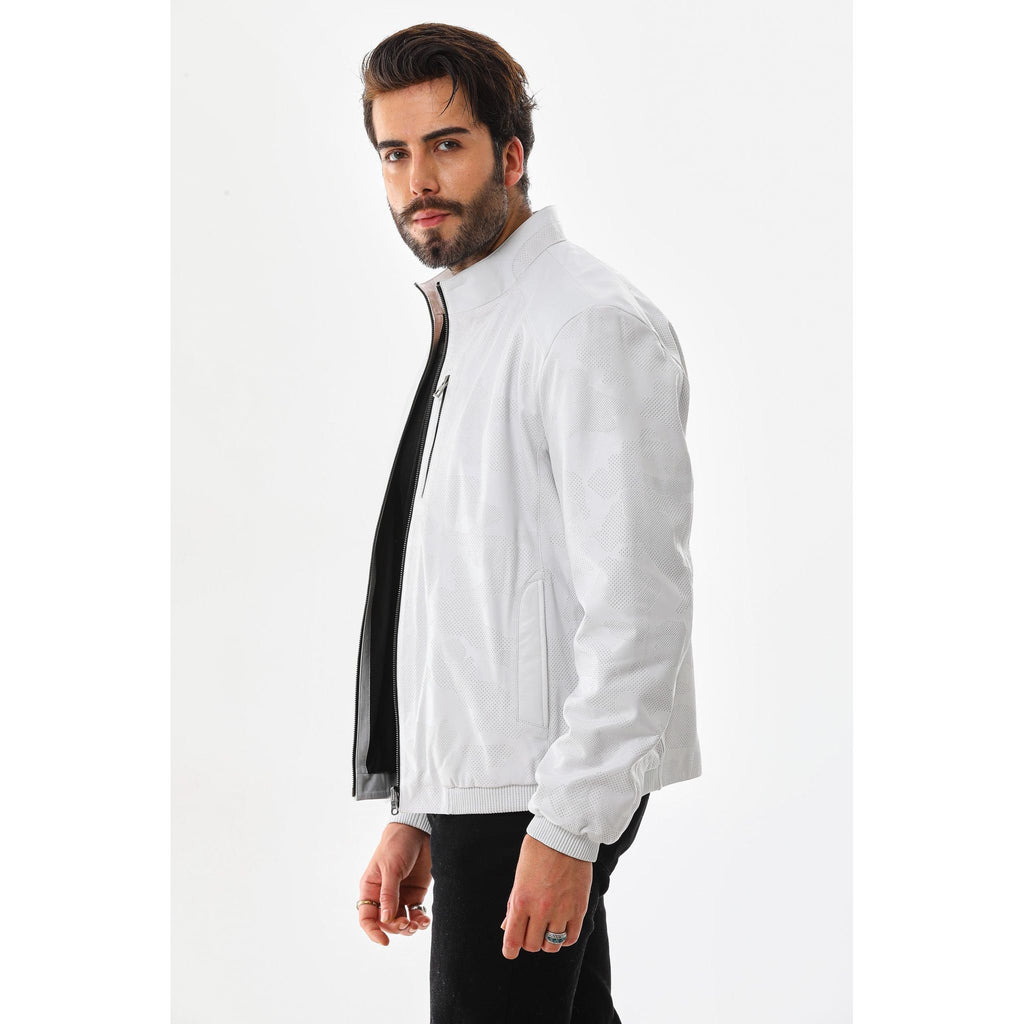 The Como Reversible White & Black Leather Bomber Jacket