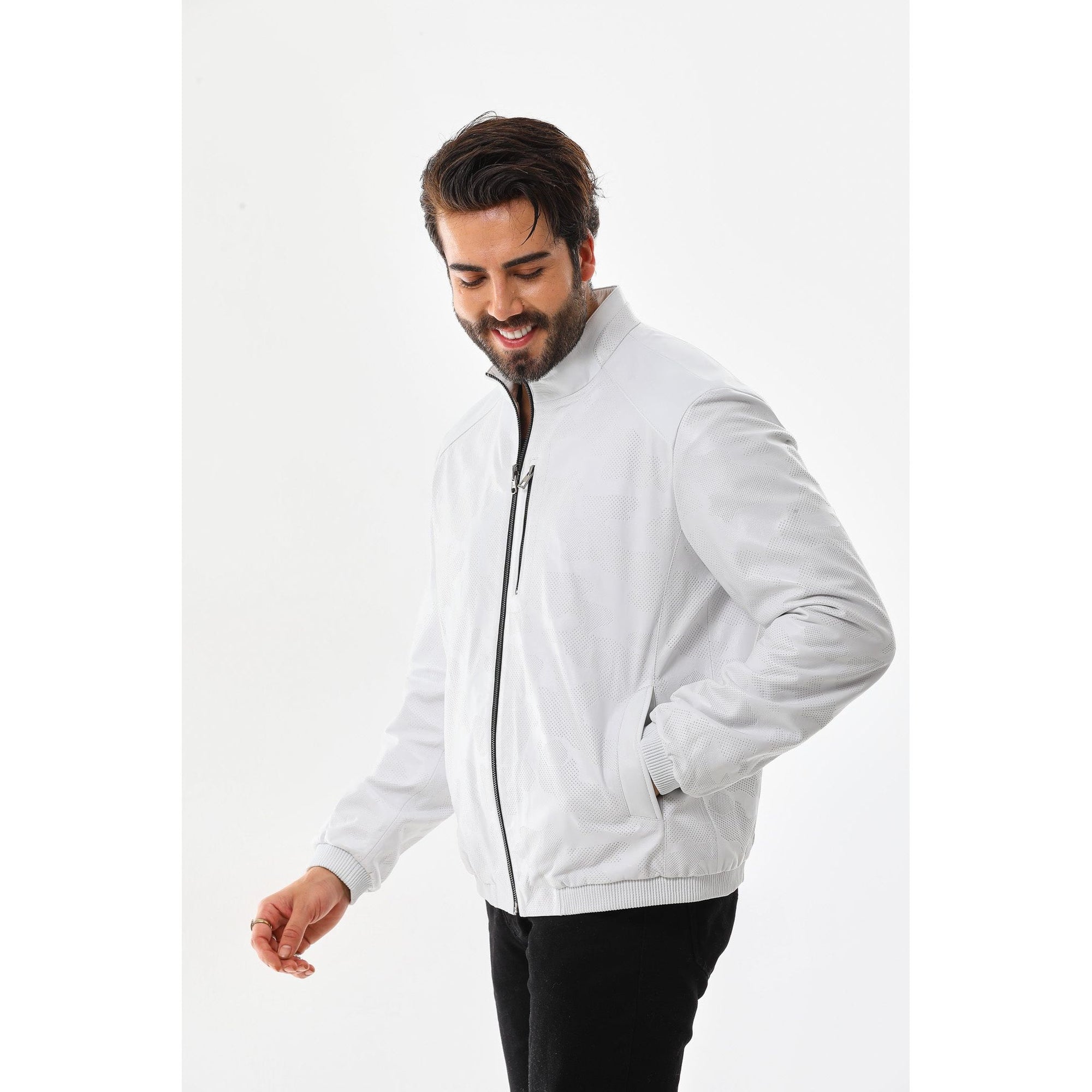 The Como Reversible White & Black Leather Bomber Jacket