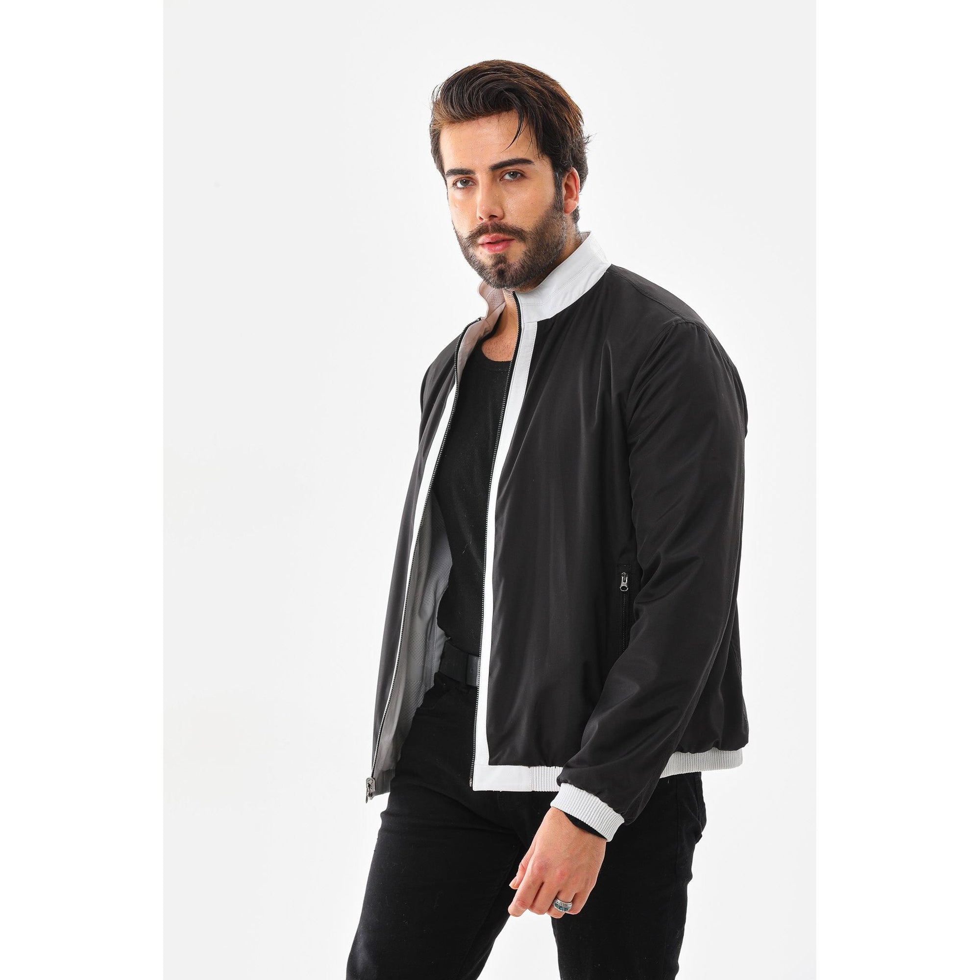 The Como Reversible White & Black Leather Bomber Jacket
