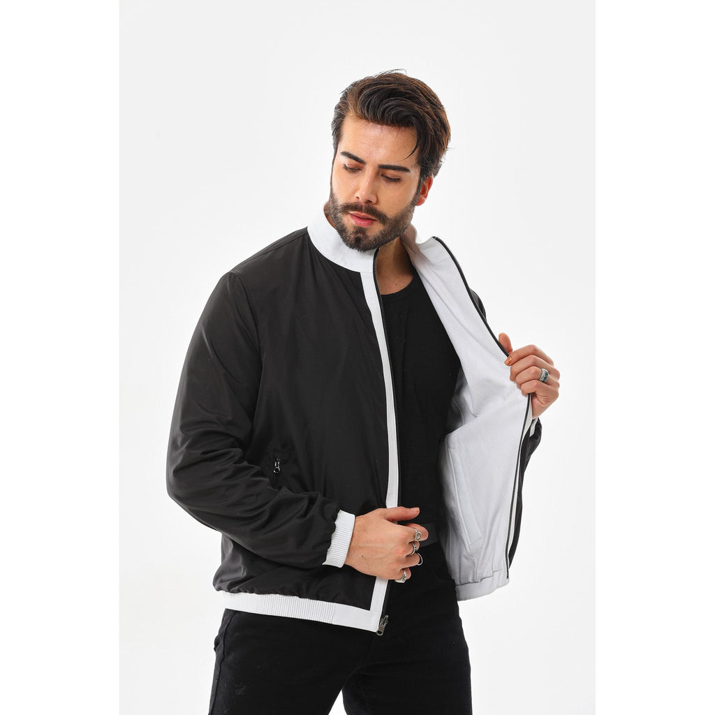 The Como Reversible White & Black Leather Bomber Jacket