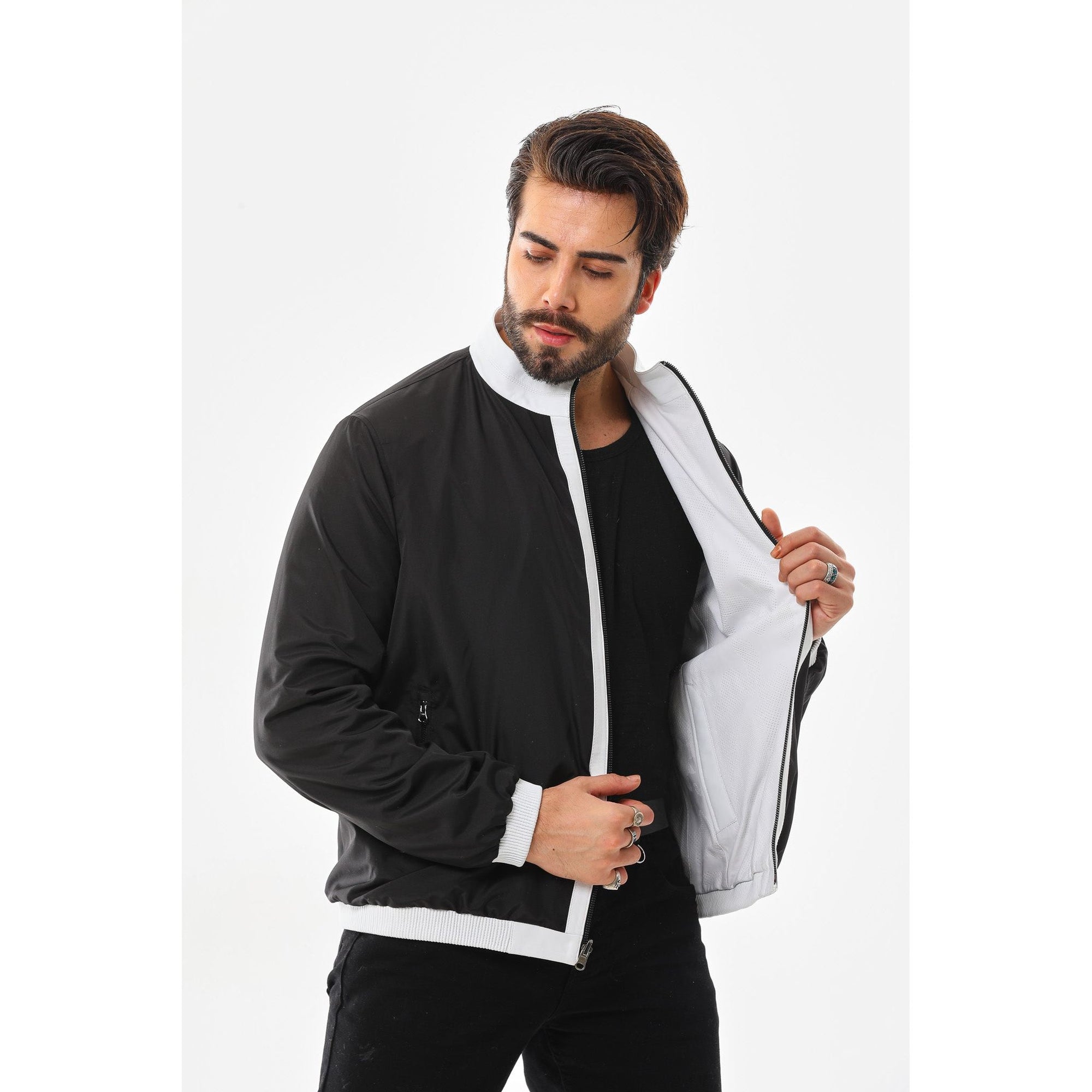 The Como Reversible White & Black Leather Bomber Jacket