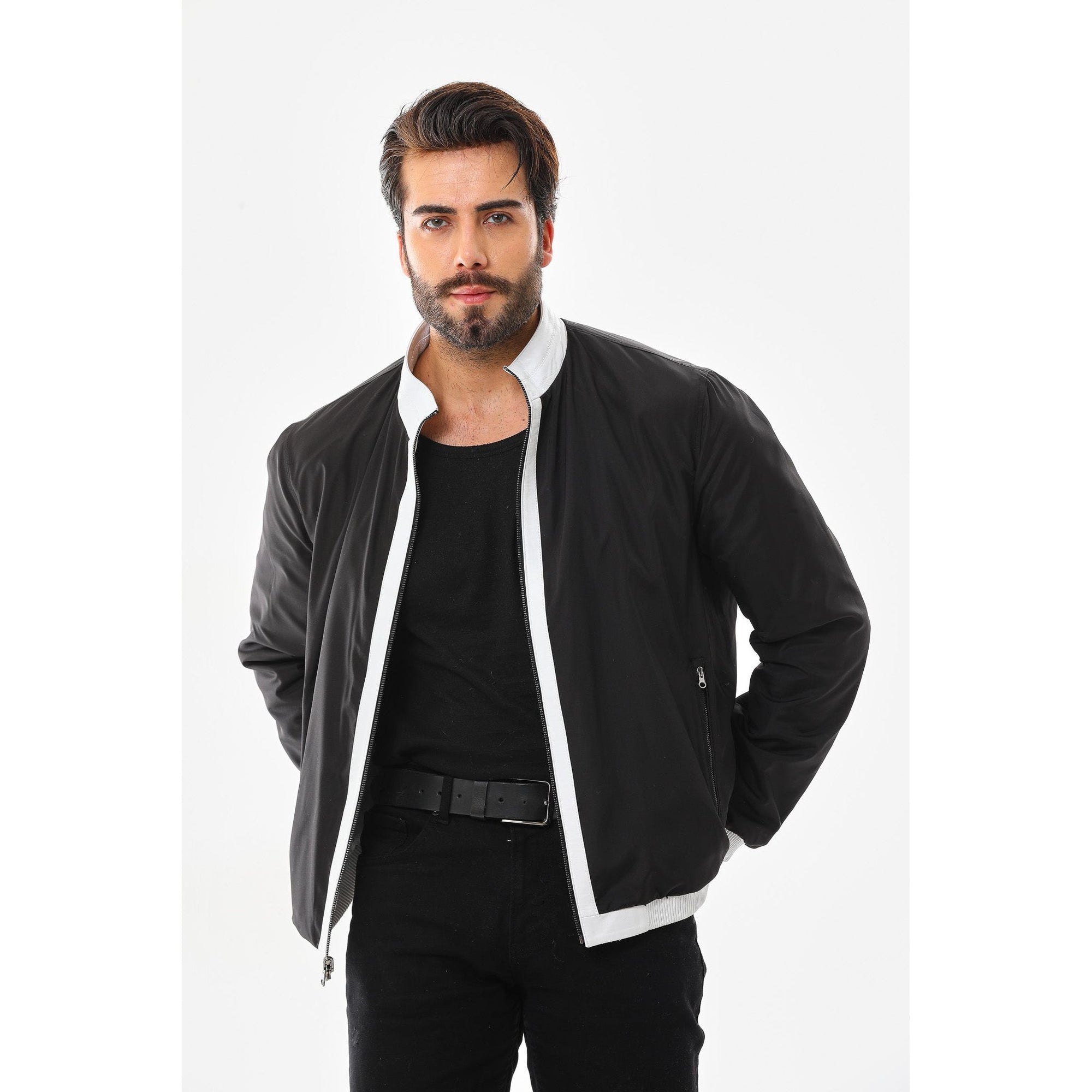 The Como Reversible White & Black Leather Bomber Jacket