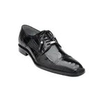 Belvedere Mens Shoes Batta Black Genuine Ostrich Lace Up 14006