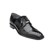 Belvedere Mens Shoes Batta Black Genuine Ostrich Lace Up 14006