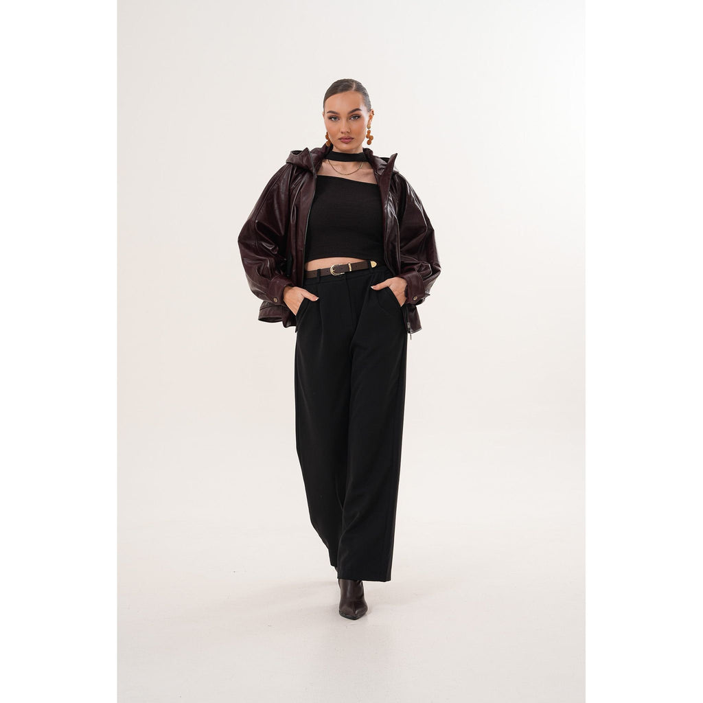 The Marvella Burgundy Leather Women Jacket