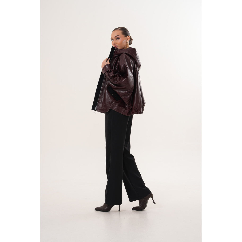 The Marvella Burgundy Leather Women Jacket