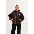 The Marvella Burgundy Leather Women Jacket