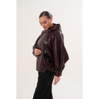 The Marvella Burgundy Leather Women Jacket