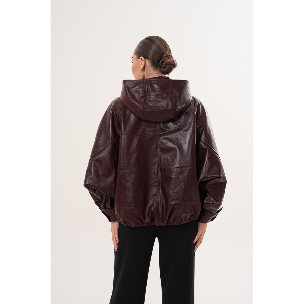 The Marvella Burgundy Leather Women Jacket