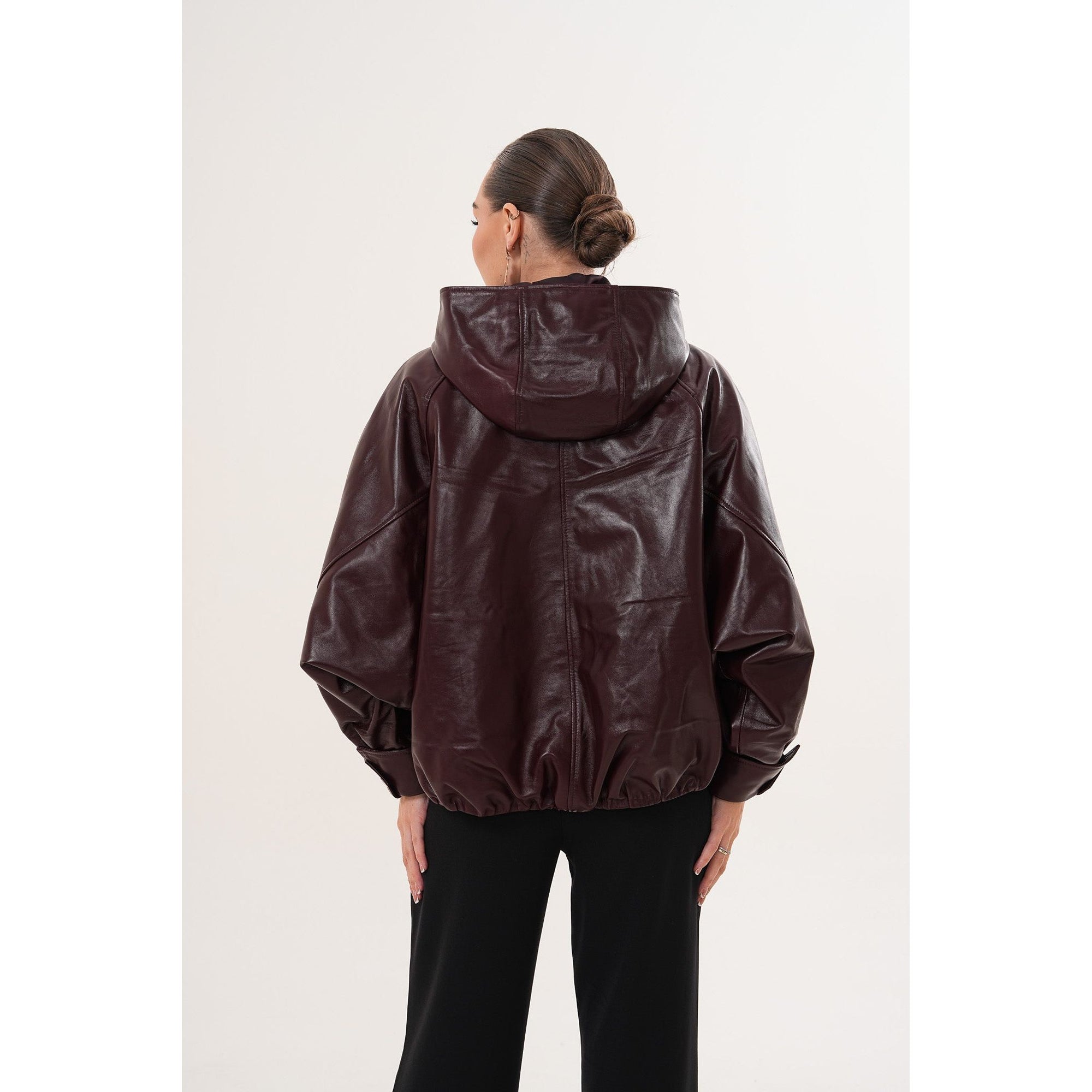 The Marvella Burgundy Leather Women Jacket