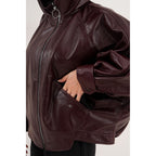 The Marvella Burgundy Leather Women Jacket
