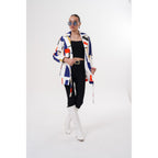 Sienna Abstract Art Leather Women Jacket – Red Navy Edition