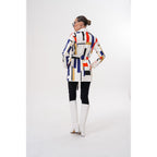 Sienna Abstract Art Leather Women Jacket – Red Navy Edition