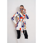 Sienna Abstract Art Leather Women Jacket – Red Navy Edition