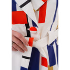 Sienna Abstract Art Leather Women Jacket – Red Navy Edition