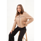 The Lucerne Tan Shearling-Lined Leather Women Jacket