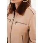 The Lucerne Tan Shearling-Lined Leather Women Jacket