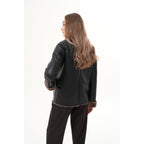 The Zurich Double-Breasted Brown Shearling Collar Leather Women Jacket
