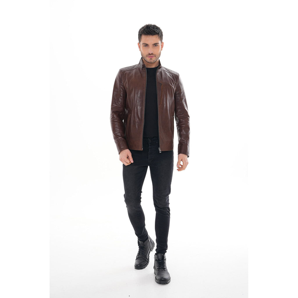 The Marco Brown Leather Men Jacket