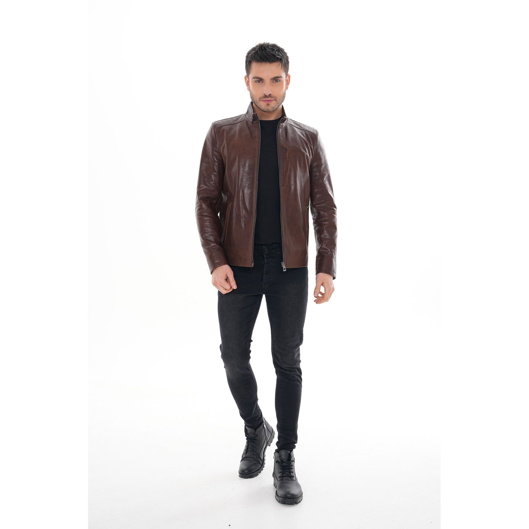 The Marco Brown Leather Men Jacket