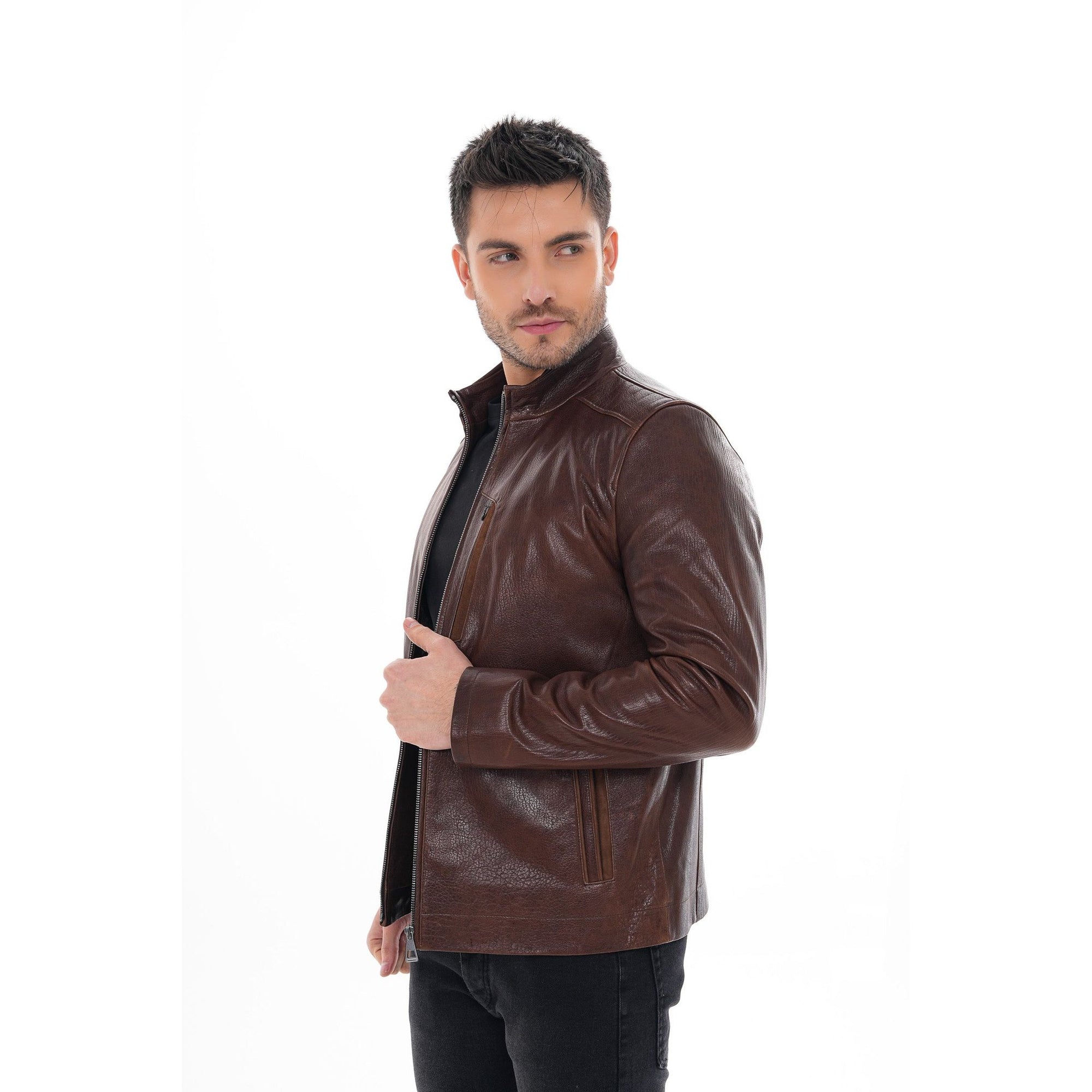 The Marco Brown Leather Men Jacket