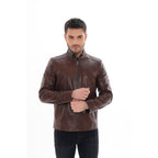 The Marco Brown Leather Men Jacket