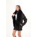 The Elise Black Shearling Leather Jacket