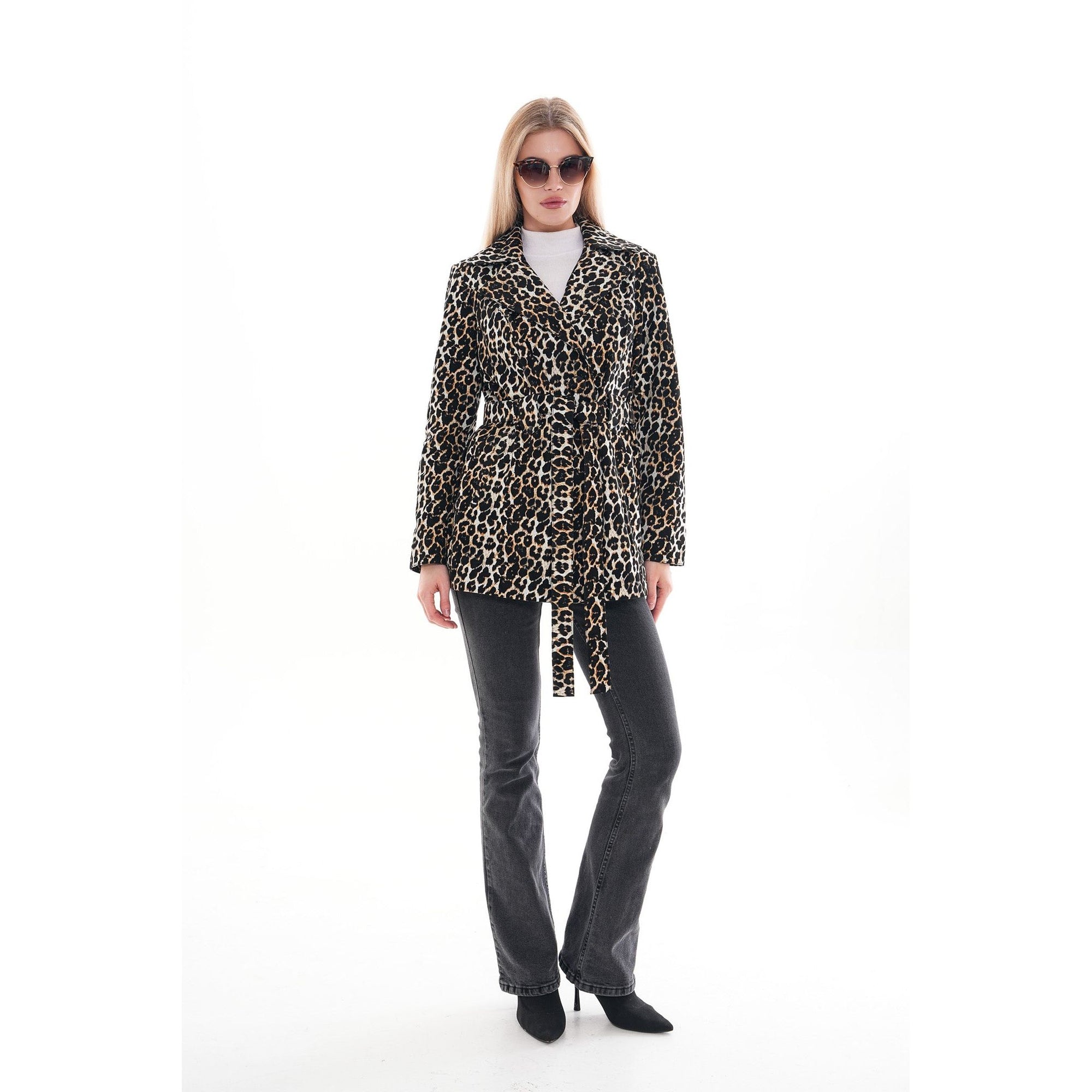 Sienna Abstract Art Leather Women Jacket – Leopard Edition