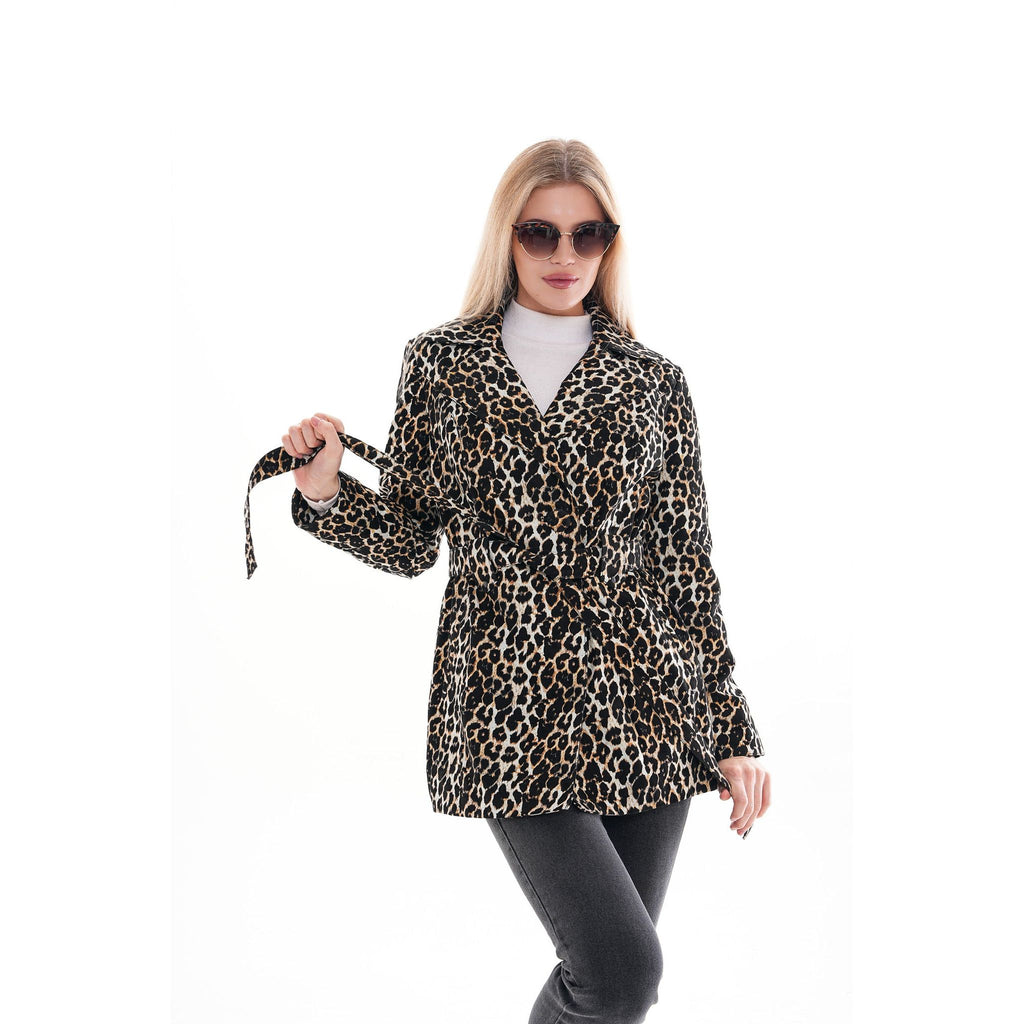 Sienna Abstract Art Leather Women Jacket – Leopard Edition