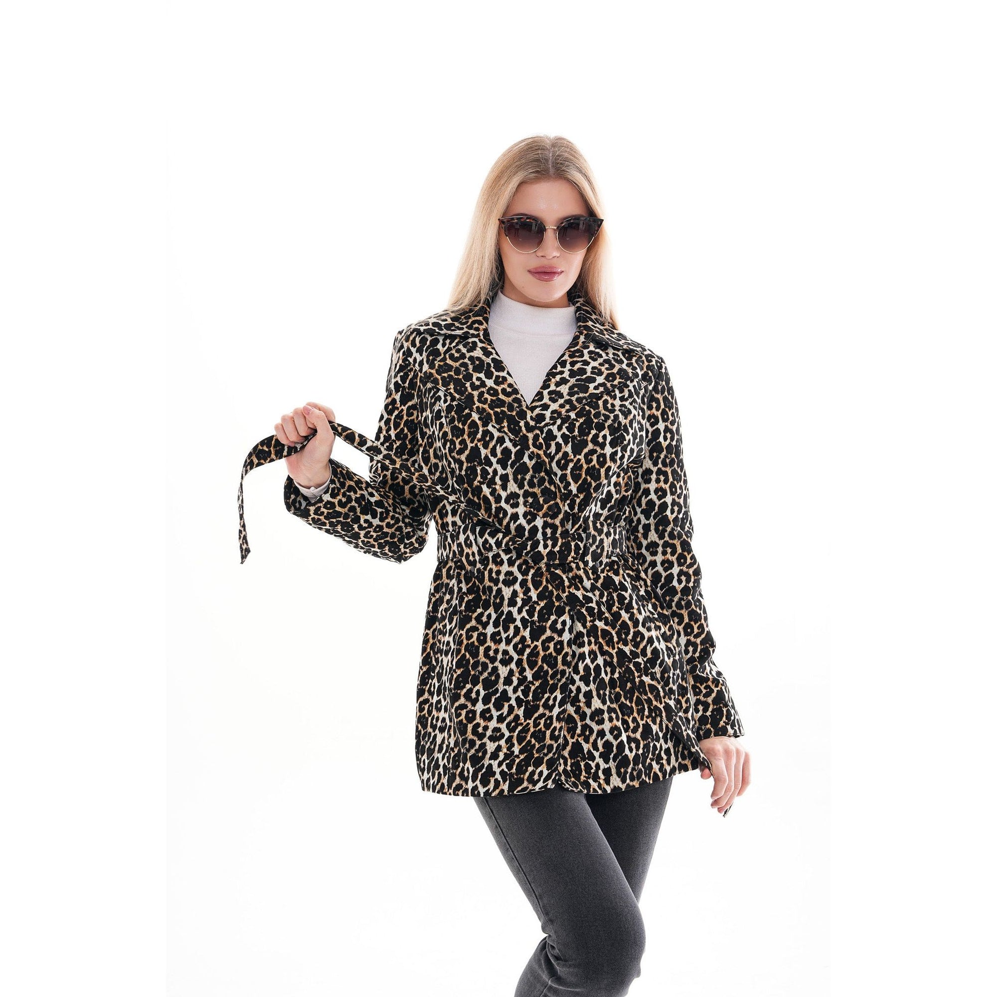 Sienna Abstract Art Leather Women Jacket – Leopard Edition