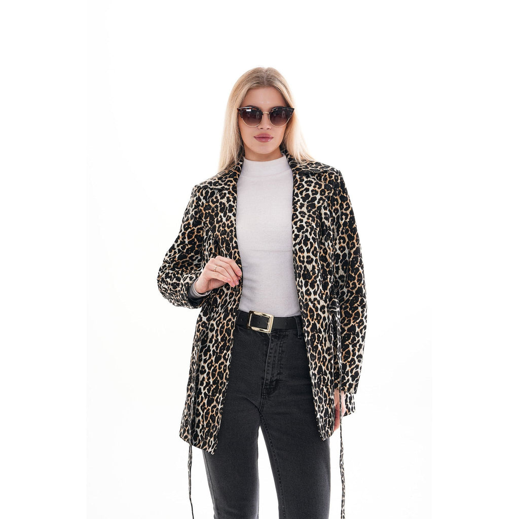 Sienna Abstract Art Leather Women Jacket – Leopard Edition