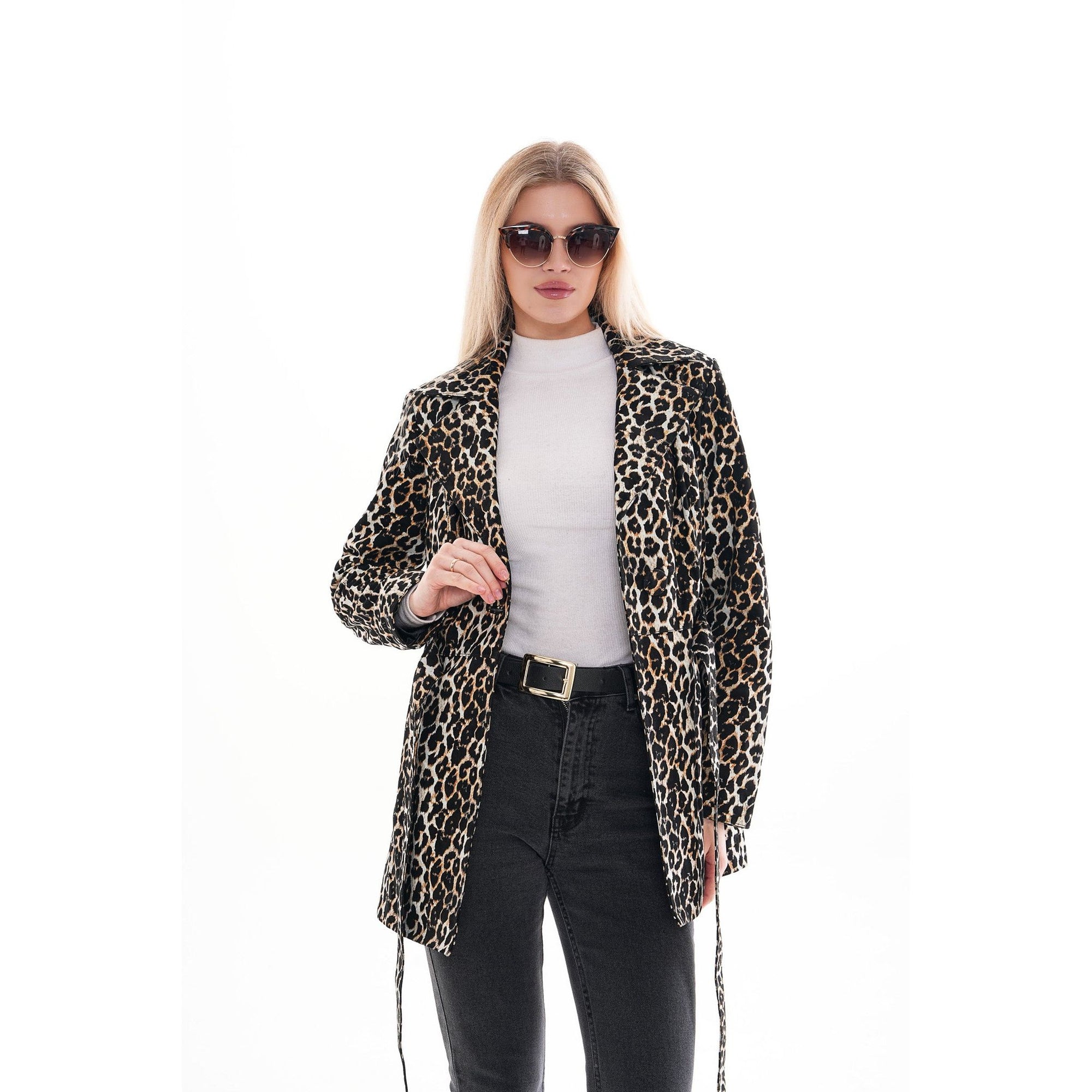 Sienna Abstract Art Leather Women Jacket – Leopard Edition