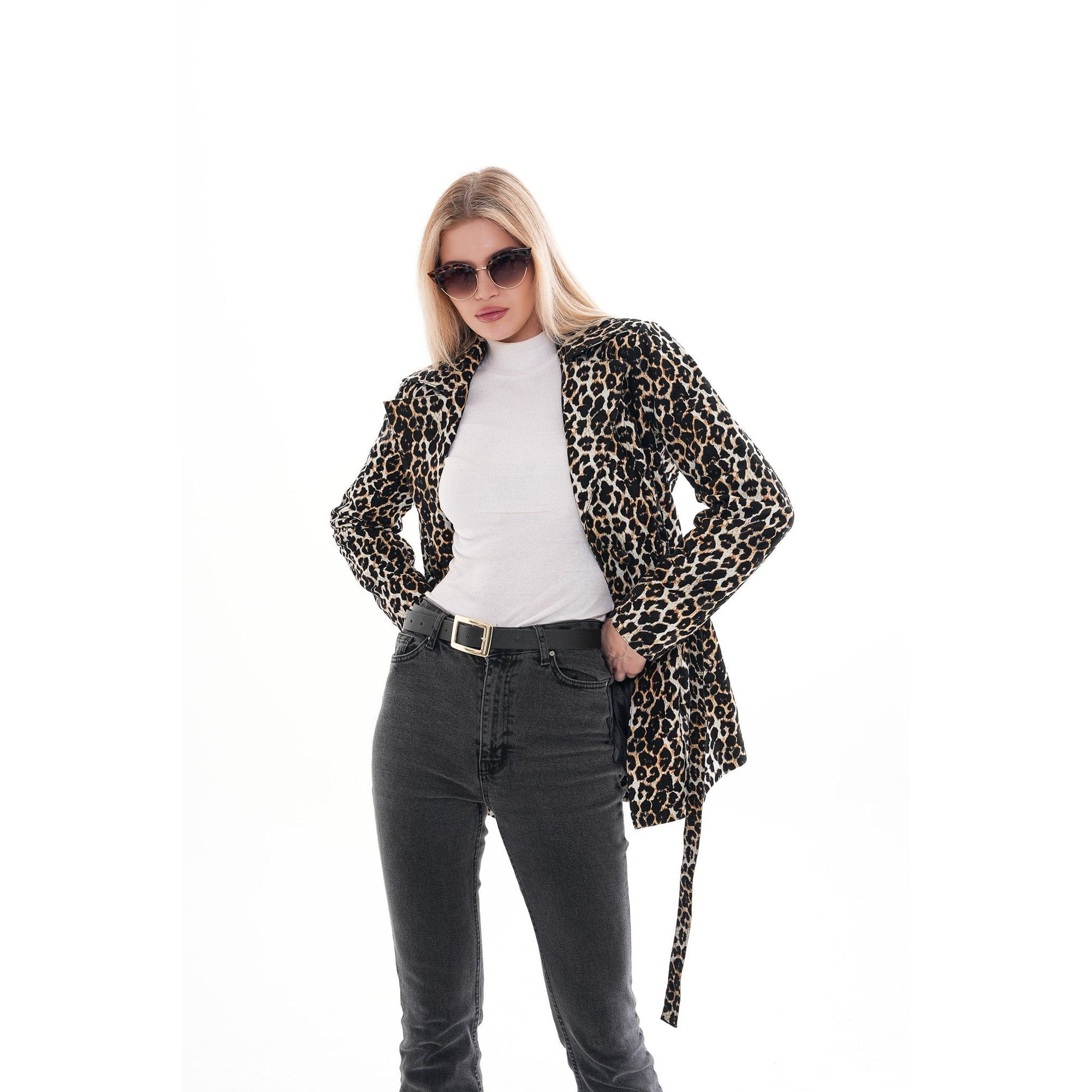 Sienna Abstract Art Leather Women Jacket – Leopard Edition