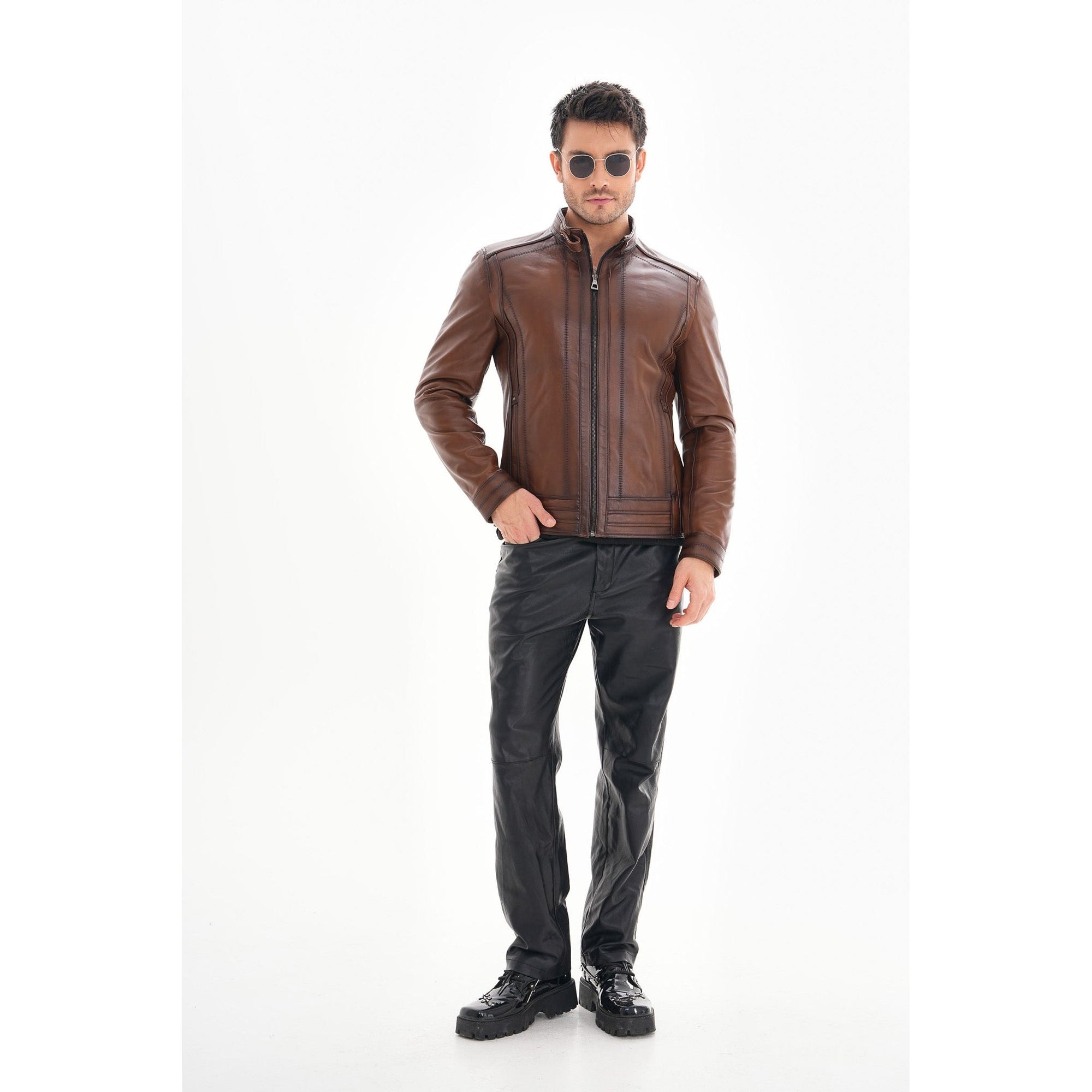 Vinci The Arezzo Brown Leather Men Jacket