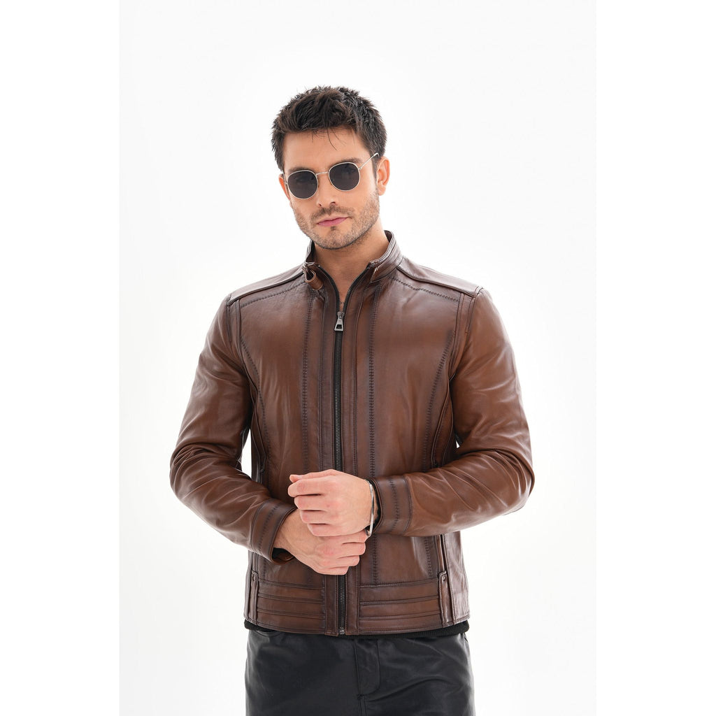 Vinci The Arezzo Brown Leather Men Jacket
