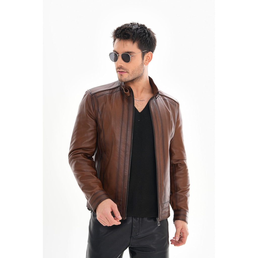 Vinci The Arezzo Brown Leather Men Jacket