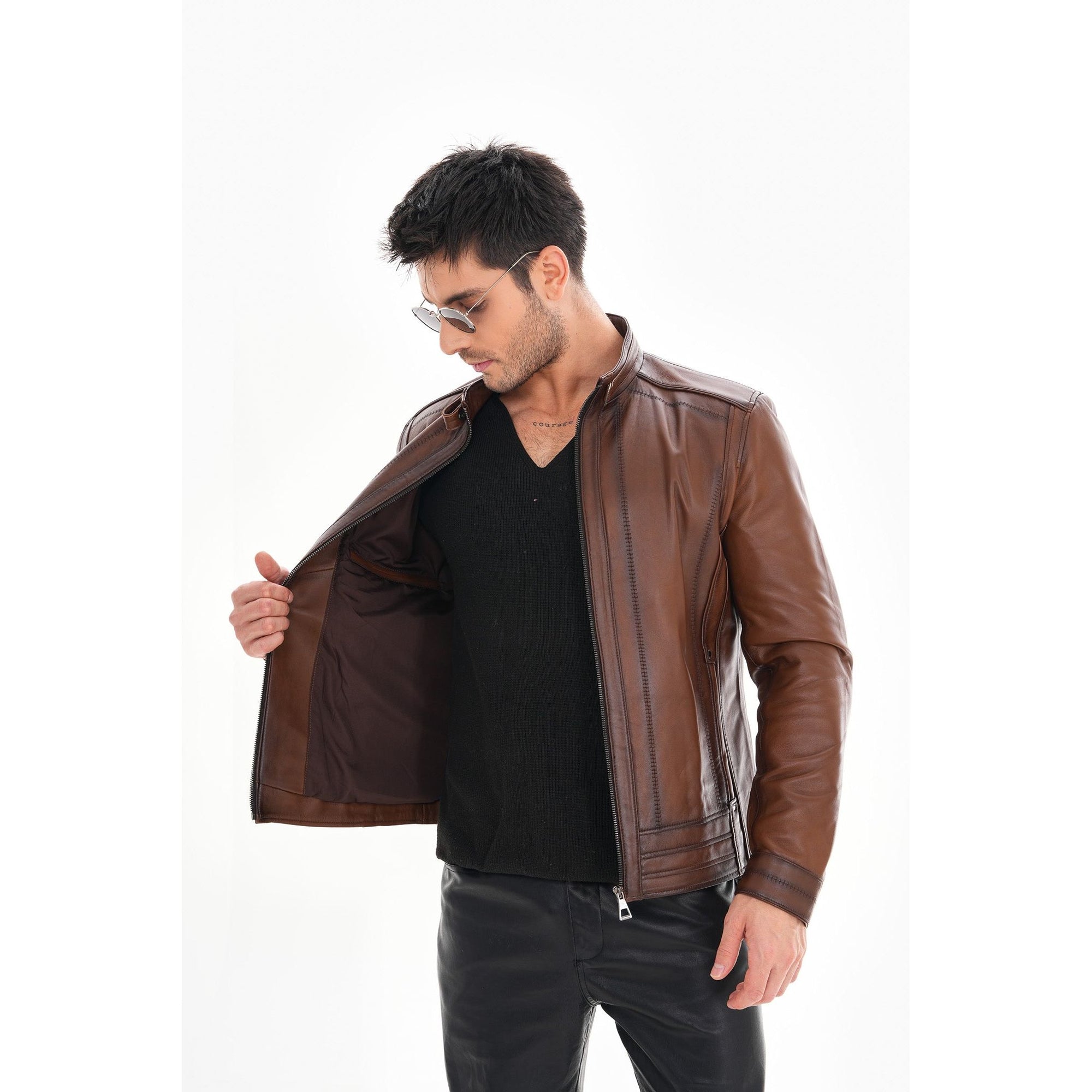 Vinci The Arezzo Brown Leather Men Jacket