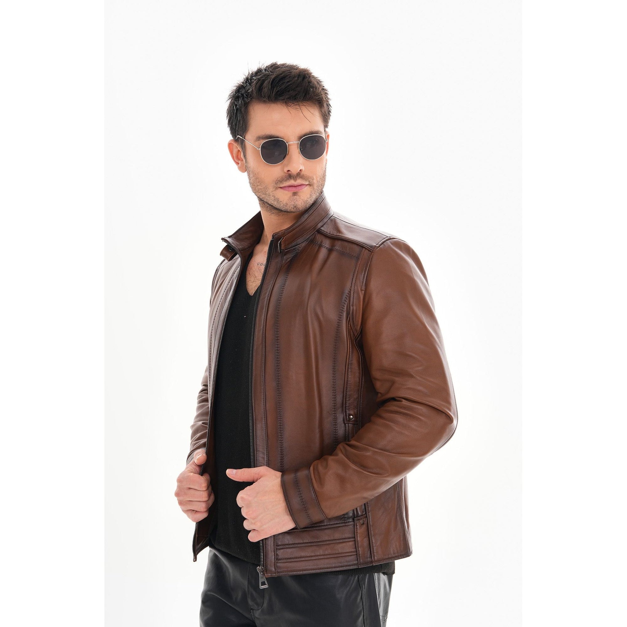 Vinci The Arezzo Brown Leather Men Jacket