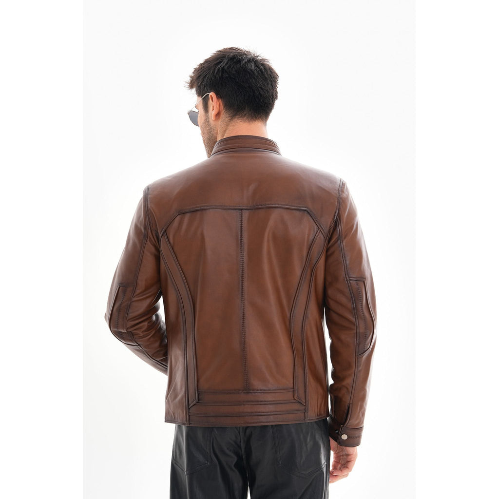 Vinci The Arezzo Brown Leather Men Jacket